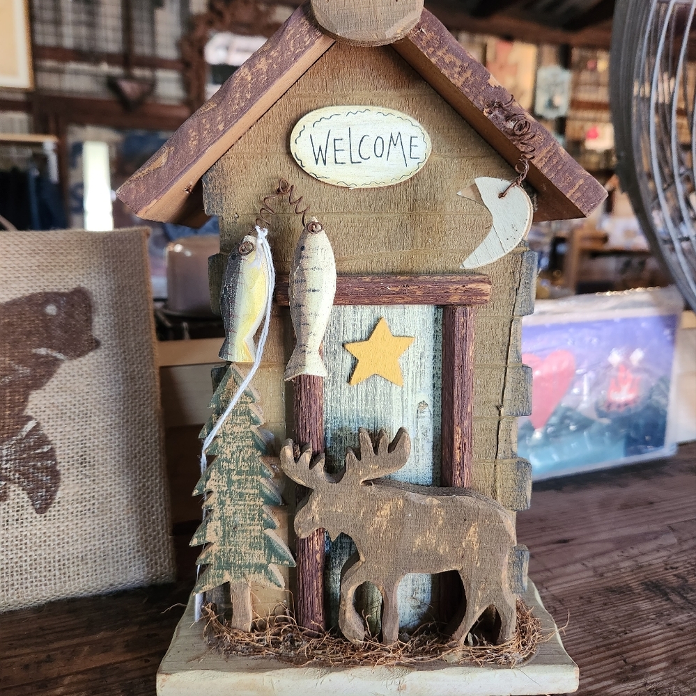 The Outdoorsman Rustic Cabin Decor Moose Fish Welcome